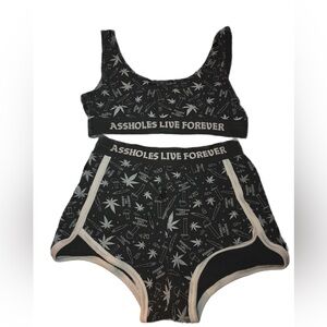 linda finegold alf 420 sports bra and shorts set